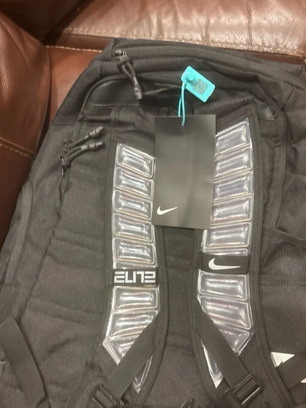 Nike Men's Black and White Zebra Print Elite Jacket-Style Backpack